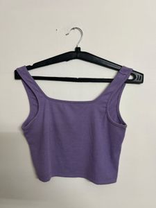 Lavender Ribbed Crop Tank Top