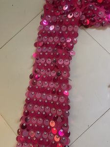 Pink Sequin Bell Sleeve Mini Dress