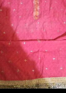 Red Mirror Work Kurti