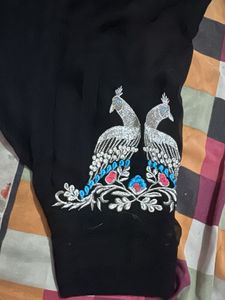 Elegant Black suit with Peacock Embroidery