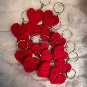 Crocheted Heart Keychains