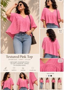 V-Neck Gauze pink Top