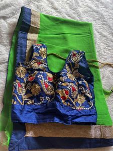 Elegant Green &amp; Blue Saree🥰