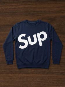 Navy Blue 'Sup' Graphic Sweatshirt