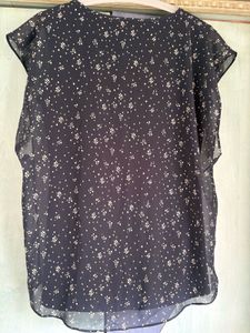 Chic Navy Floral Layered Top