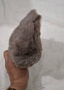 real Fuzzy Clutch with Coin Pouch