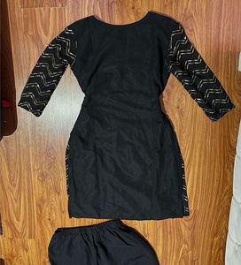 Black and Gold Kurti Set