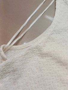 Cream Textured Racerback Crop Top