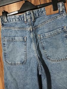 Wide Leg Blue Denim Jeans