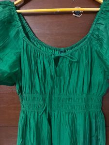 westside Green Puff Sleeve Dress