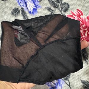 Black Mesh High waist antimicrobial Seamless Brief