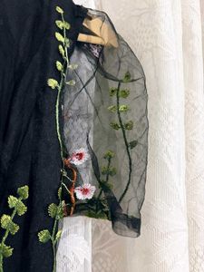Shein Chic Embroidered Black Mesh Dress