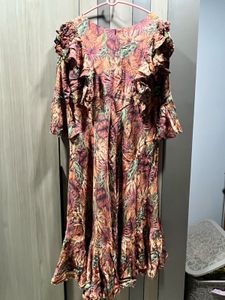 Floral Print Ruffled Midi Dress