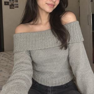 Off-Shoulder Cozy Knit Sweater