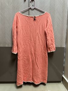 Chic Coral Lace-Trimmed Dress