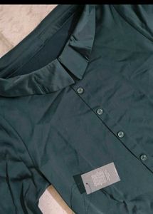 Elegant Dark Green Collared Blouse