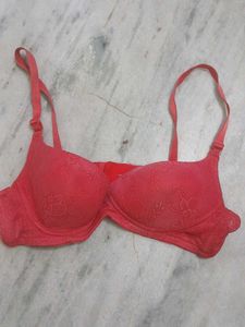 Red Lace Padded Bra