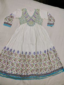 White embroidery work kurti