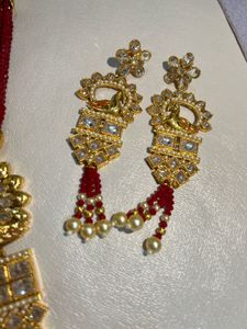Elegant Gold &amp; Red Indian Jewelry Set