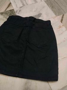 Black Denim Mini Skirt