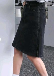 Black Denim Midi Skirt