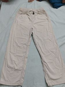 Beige Wide Leg Pants