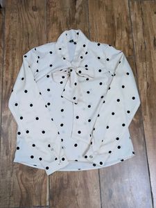 Chic Polka Dot Bow Top