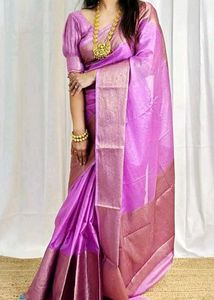 Brand New Vibrant Purple Saree with Gold Paisleys