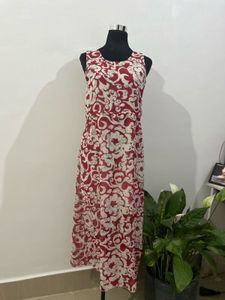 Red Floral Sleeveless Maxi Dress