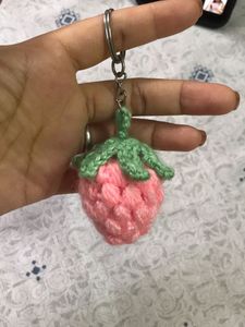 Handmade Crochet Strawberry Keychain