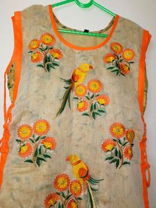 Designer Orange ehtnic kurti