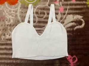 ZARA Ribbed White Crop Top