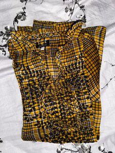 Yellow Plaid  with Black Embroidery