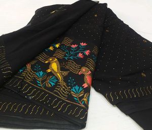Beautiful Embroidered Black Saree