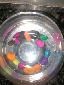 Decorative Glass Bowl with Colorful Stones
