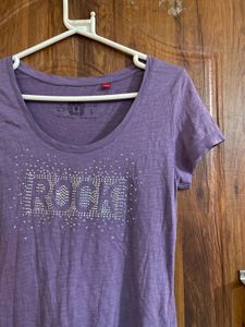 Purple 'Rock' Rhinestone T-Shirt