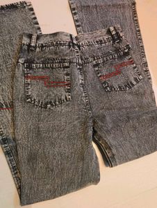 Vintage Y2K Black Acid Wash Flared Cargo Jeans