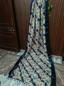 Elegant Floral Saree with Tassel Border