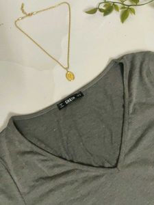 Grey V-Neck Long Sleeve Top🌼✨