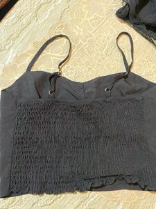 Black Button-Up Crop Top