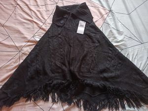 Stylish Black Knit Poncho
