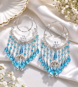 Stunning Blue Crystal Hoop Earrings