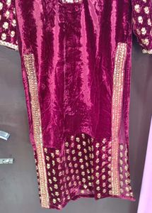 Elegant Maroon Velvet suit and Duppata