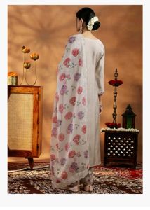 Elegant Kurta Set with Floral Dupatta