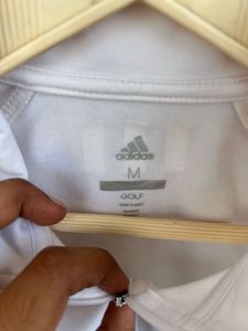Adidas White 1/4 Zip Long Sleeve Top