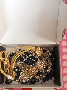 Elegant Blue &amp; Gold Jewelry Set