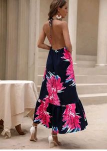 Boho Floral Halter Maxi Dress