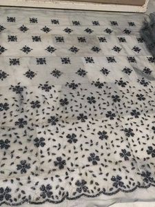 Elegant Grey Floral Embellished Net Dupatta