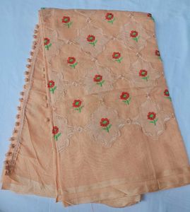 Elegant Peach Embroidered Dupatta