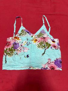Floral Print Crop Top with Button Detail